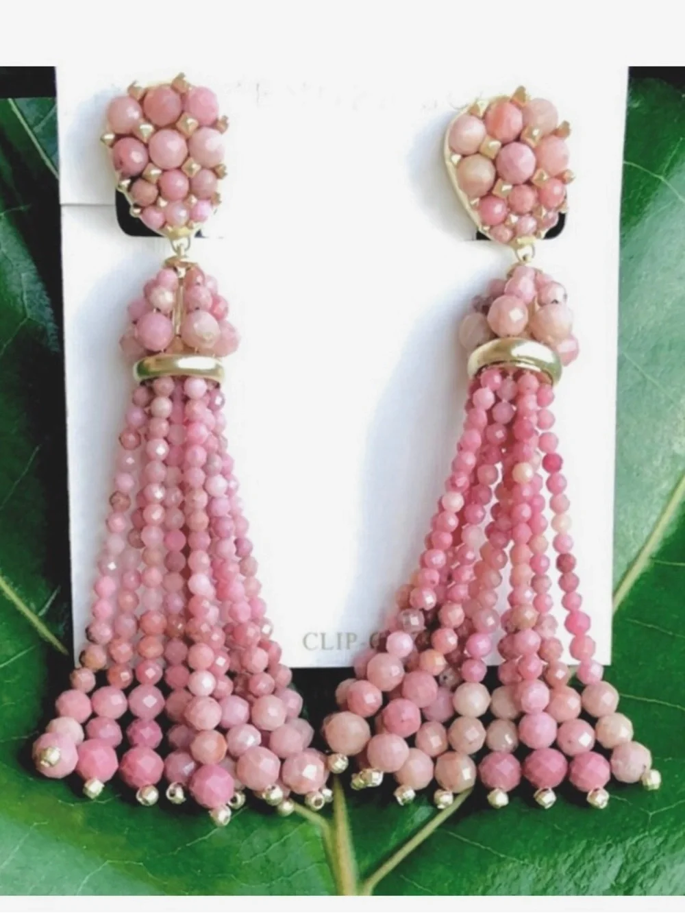 KENDRA SCOTT Cecily Genuine stone CLIP ON earrings PINK